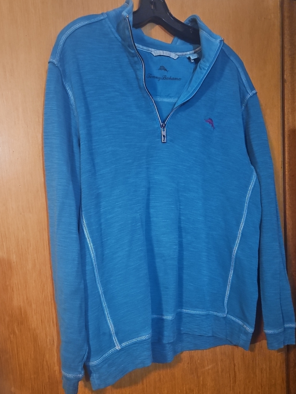 Tommy Bahama Men’s Teal Quarter-Zip Pullovers Sweater